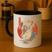Japanese Samurai Cat Playing The Electric Guitar Japanese Samurai Guitar Players Coffee Mug thumb 4