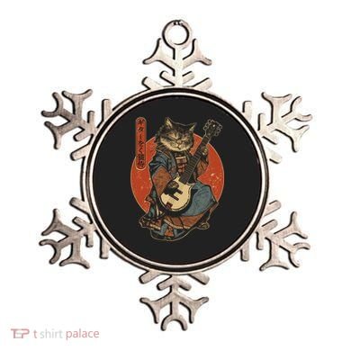 Japanese Samurai Cat Playing The Electric Guitar Japanese Samurai Guitar Players Ornament