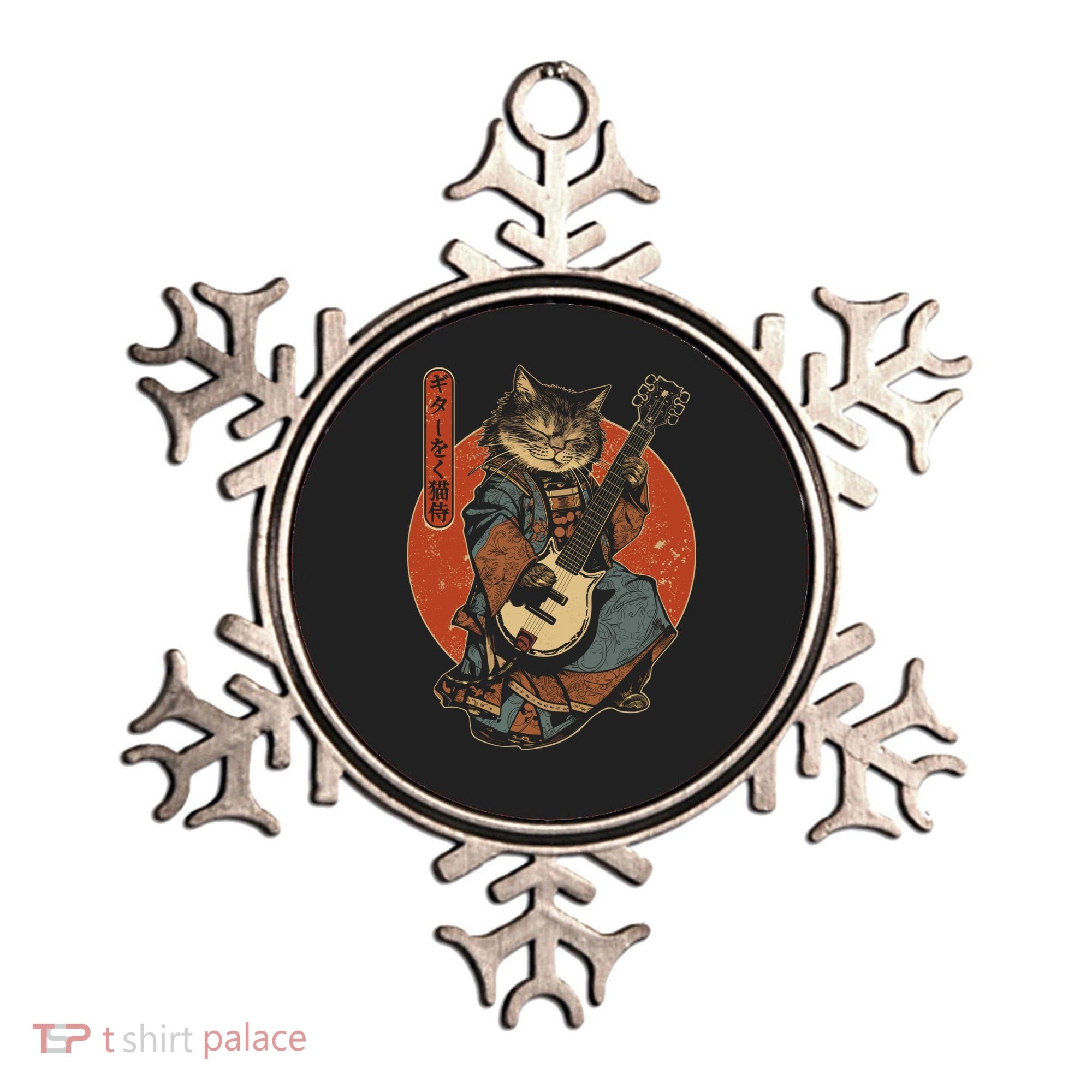 Japanese Samurai Cat Playing The Electric Guitar Japanese Samurai Guitar Players Ornament