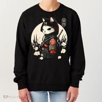 Japanese Samurai Cat Tattoo Kawaii Ninja Cat Women's Sweatshirt thumb 0