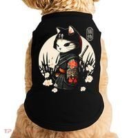 Japanese Samurai Cat Tattoo Kawaii Ninja Cat Doggie Tank thumb 0
