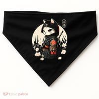 Japanese Samurai Cat Tattoo Kawaii Ninja Cat USA-Made Doggie Bandana thumb 0