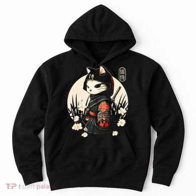 Japanese Samurai Cat Tattoo Kawaii Ninja Cat Hoodie