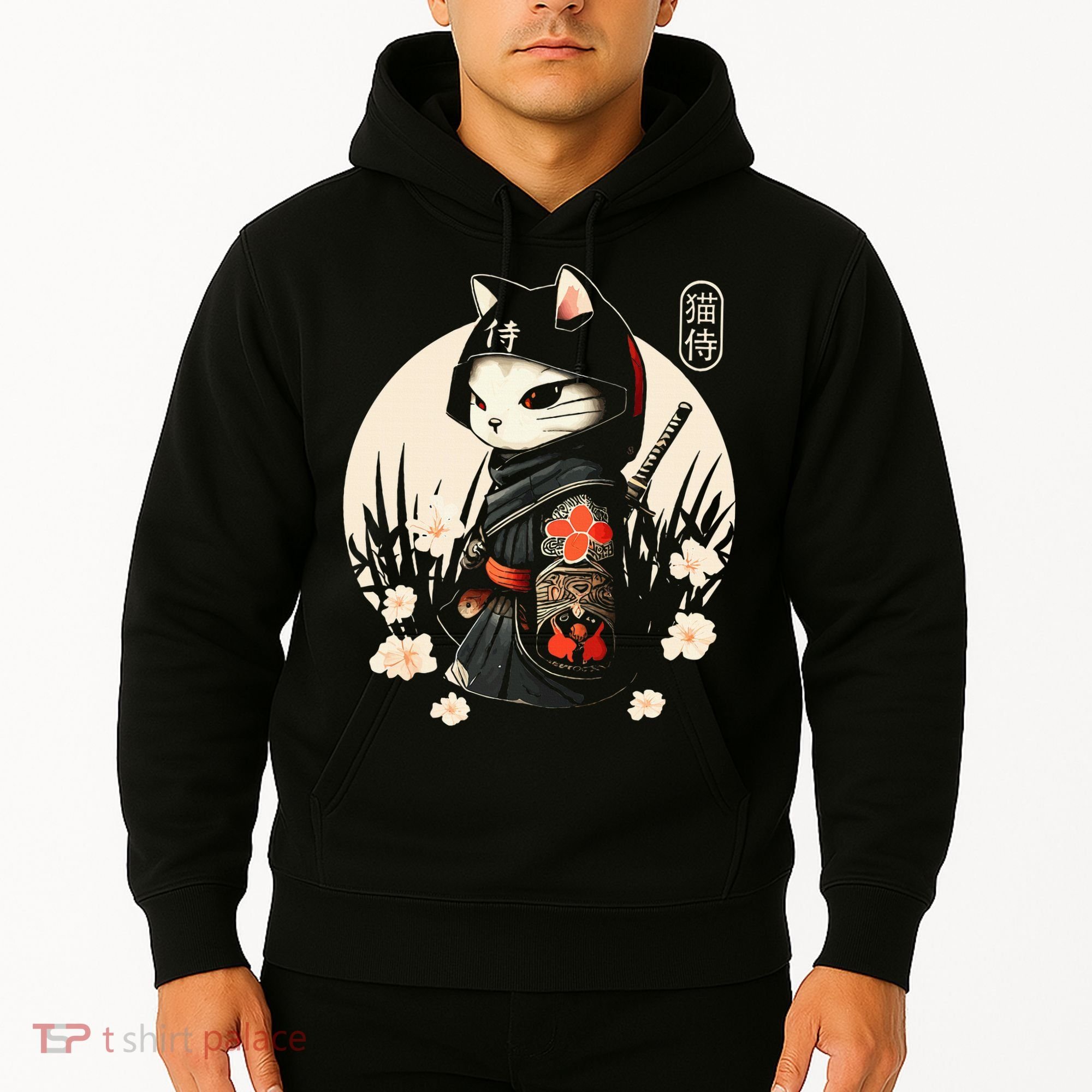 Japanese Samurai Cat Tattoo Kawaii Ninja Cat Hoodie