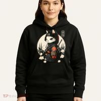 Japanese Samurai Cat Tattoo Kawaii Ninja Cat Hoodie thumb 5