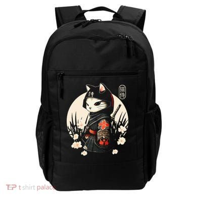Japanese Samurai Cat Tattoo Kawaii Ninja Cat Backpack