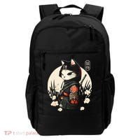 Japanese Samurai Cat Tattoo Kawaii Ninja Cat Backpack thumb 0
