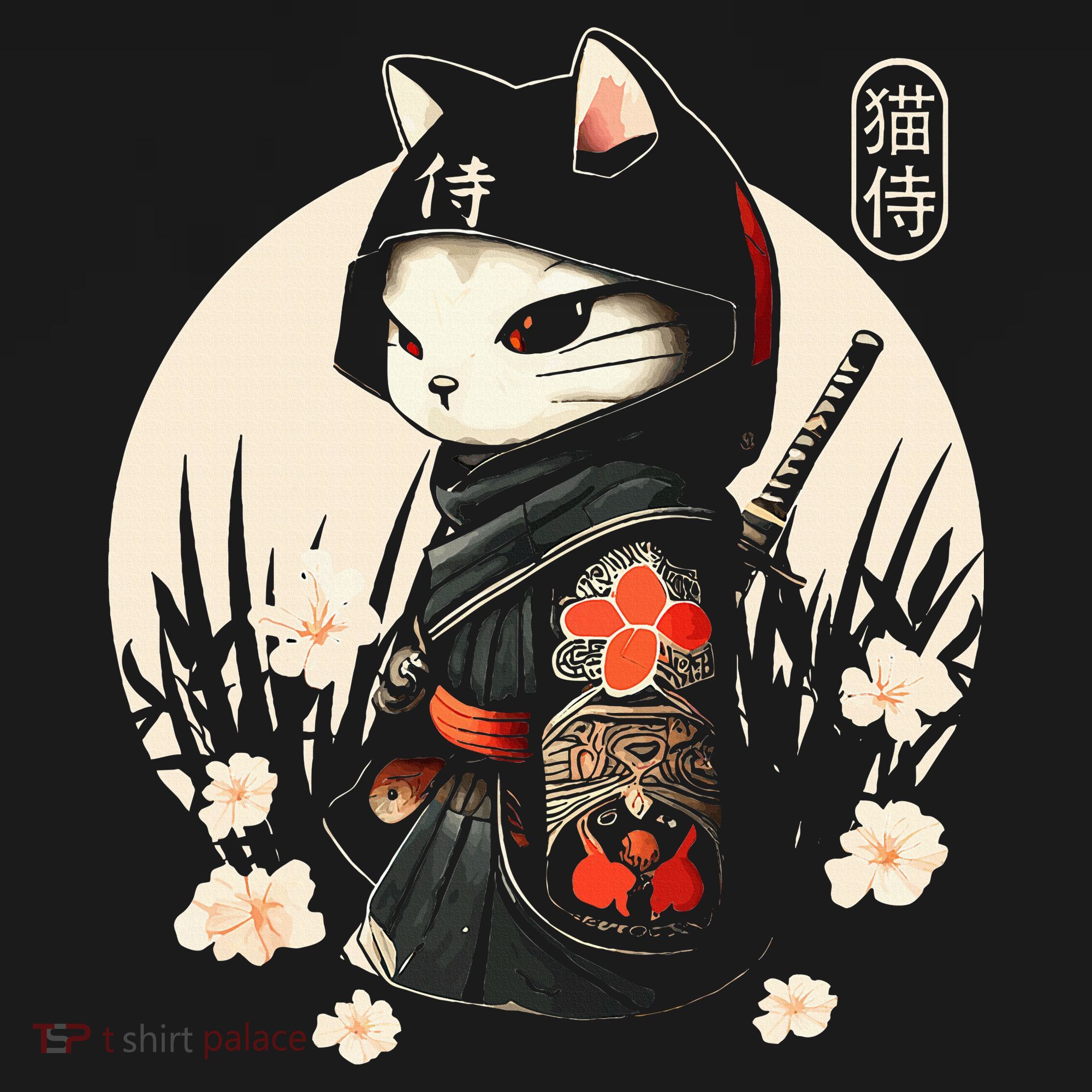 Japanese Samurai Cat Tattoo Kawaii Ninja Cat Bucket Hat