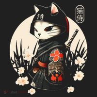 Japanese Samurai Cat Tattoo Kawaii Ninja Cat Women's Cooling Performance Crew T-Shirt thumb 2