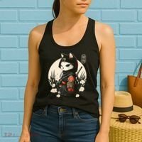Japanese Samurai Cat Tattoo Kawaii Ninja Cat Women's Tank Top thumb 2