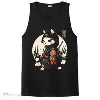 Japanese Samurai Cat Tattoo Kawaii Ninja Cat PosiCharge Competitor Tank thumb 0