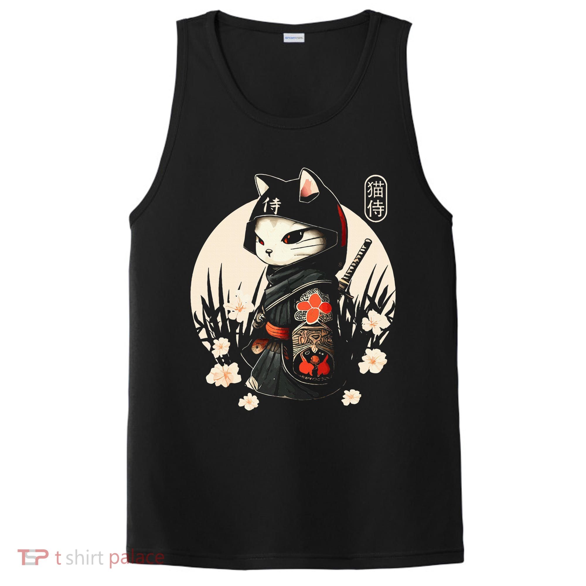 Japanese Samurai Cat Tattoo Kawaii Ninja Cat PosiCharge Competitor Tank