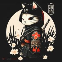 Japanese Samurai Cat Tattoo Kawaii Ninja Cat Kids Sweatshirt thumb 2