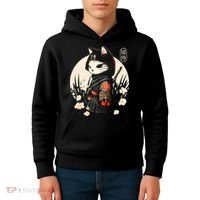 Japanese Samurai Cat Tattoo Kawaii Ninja Cat Kids Hoodie thumb 4