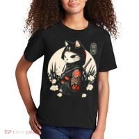 Japanese Samurai Cat Tattoo Kawaii Ninja Cat Kids T-Shirt thumb 2