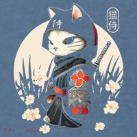 Japanese Samurai Cat Tattoo Kawaii Ninja Cat Garment-Dyed Sweatshirt thumb 2