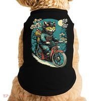 Japanese Samurai Cat On Motorcycle Kawaii Ninja Cat Doggie Tank thumb 0