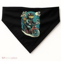 Japanese Samurai Cat On Motorcycle Kawaii Ninja Cat USA-Made Doggie Bandana thumb 0
