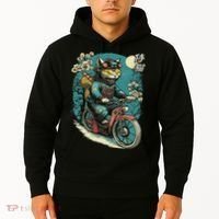 Japanese Samurai Cat On Motorcycle Kawaii Ninja Cat Hoodie thumb 2