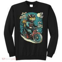 Japanese Samurai Cat On Motorcycle Kawaii Ninja Cat Sweatshirt thumb 0