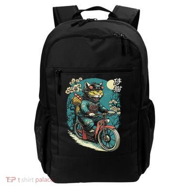 Japanese Samurai Cat On Motorcycle Kawaii Ninja Cat Backpack