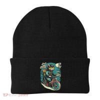 Japanese Samurai Cat On Motorcycle Kawaii Ninja Cat Beanie thumb 0