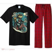 Japanese Samurai Cat On Motorcycle Kawaii Ninja Cat Pajama Set thumb 0