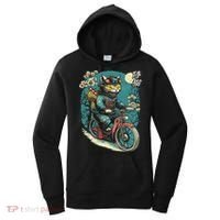 Japanese Samurai Cat On Motorcycle Kawaii Ninja Cat Women's Hoodie thumb 0