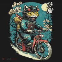 Japanese Samurai Cat On Motorcycle Kawaii Ninja Cat Women's Hoodie thumb 2