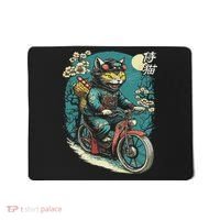 Japanese Samurai Cat On Motorcycle Kawaii Ninja Cat Mousepad thumb 0