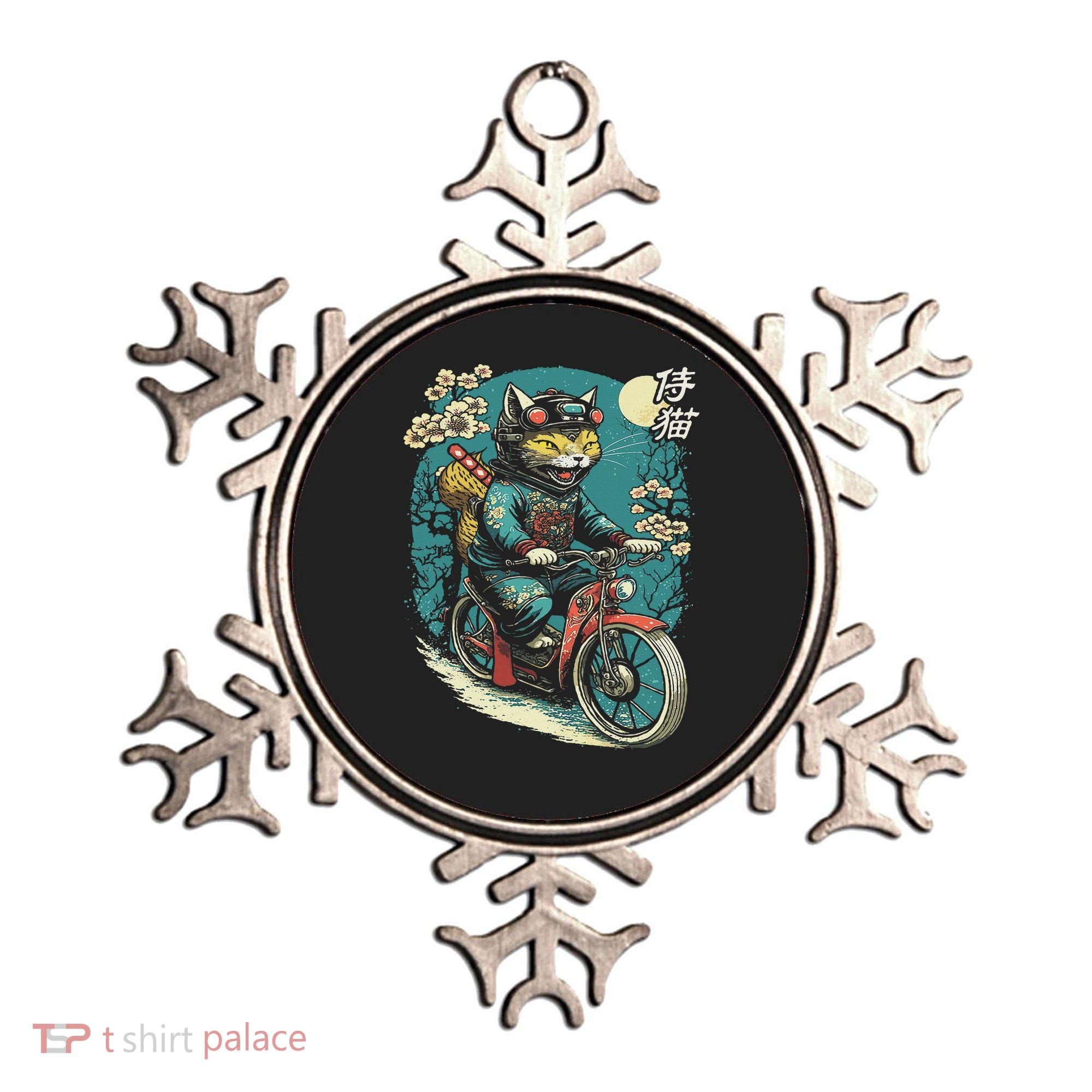 Japanese Samurai Cat On Motorcycle Kawaii Ninja Cat Ornament