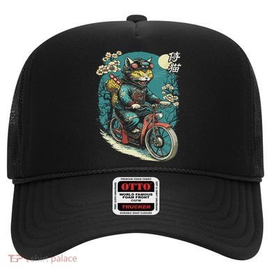 Japanese Samurai Cat On Motorcycle Kawaii Ninja Cat Hat