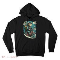 Japanese Samurai Cat On Motorcycle Kawaii Ninja Cat Tall Hoodie thumb 0