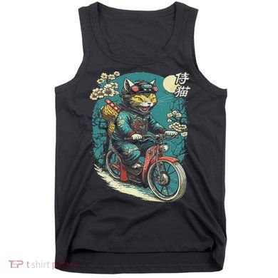 Japanese Samurai Cat On Motorcycle Kawaii Ninja Cat Tank Top
