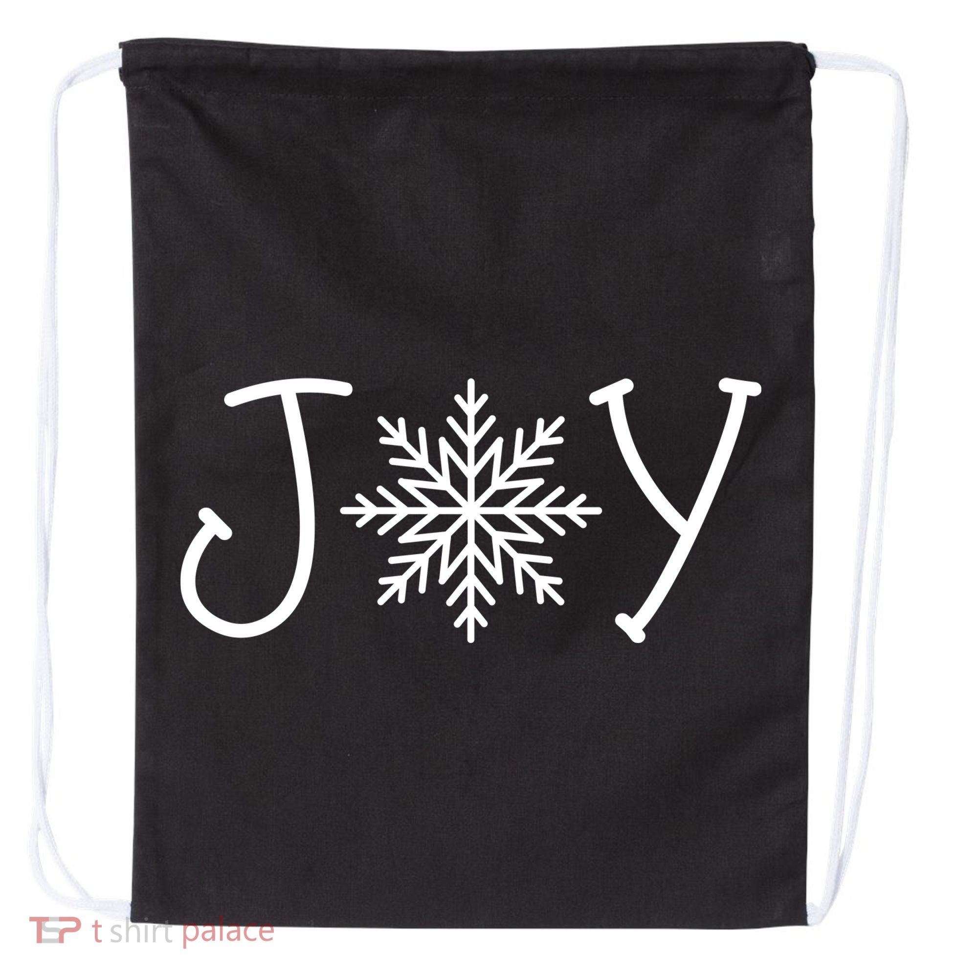 Joy Snowflake Christmas Drawstring Bag