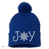 Joy Snowflake Christmas Pom Pom 12in Knit Beanie thumb 0