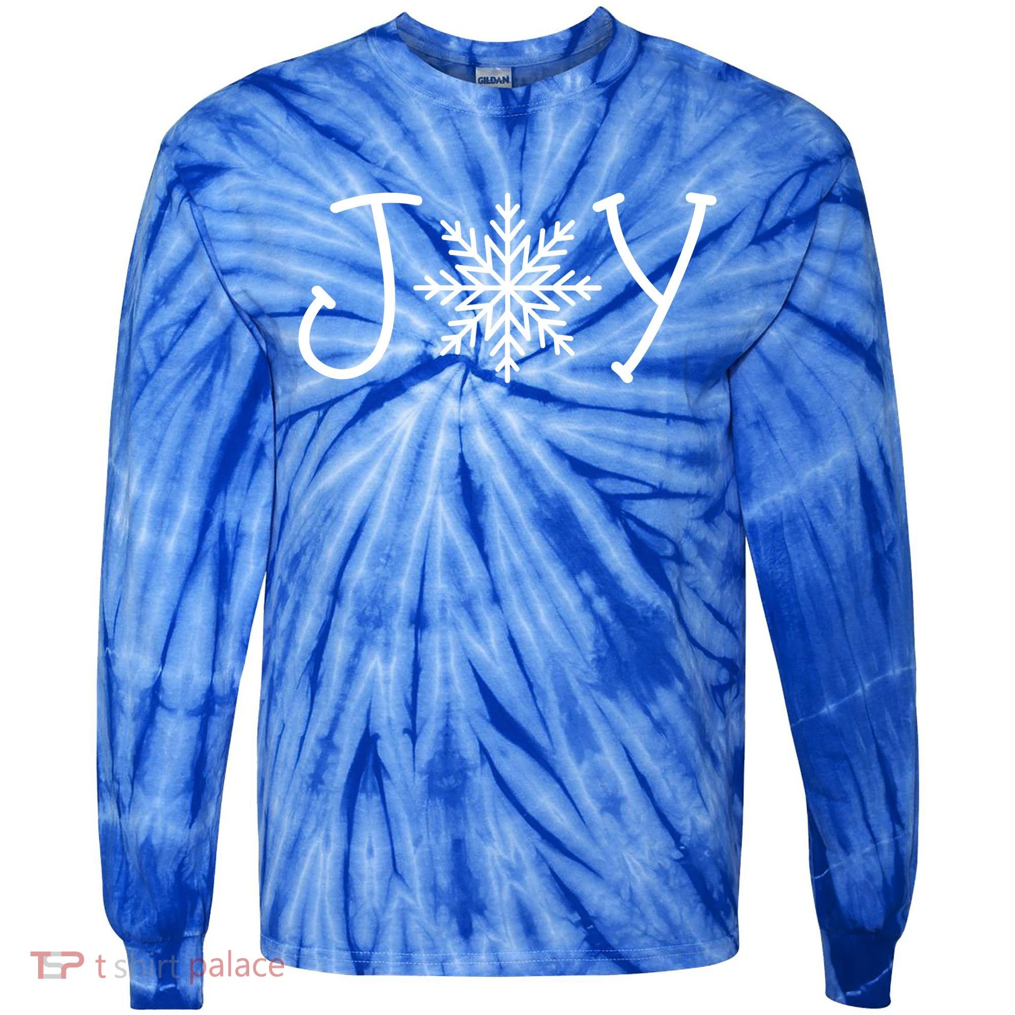 Joy Snowflake Christmas Tie-Dye Long Sleeve Shirt