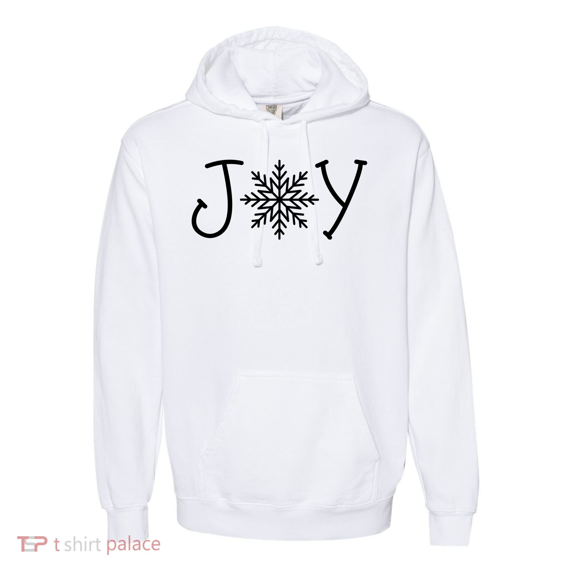 Joy Snowflake Christmas Comfort Colors Garment-Dyed Hooded Sweatshirt