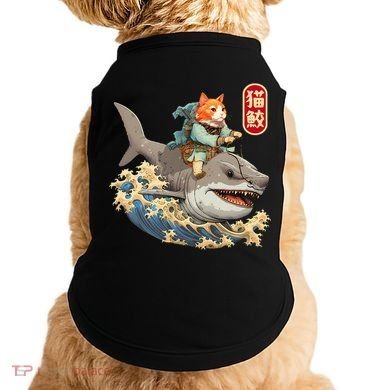 Japanese Samurai Cat Shark Ninja Cat Tattoo Kitten Doggie Tank