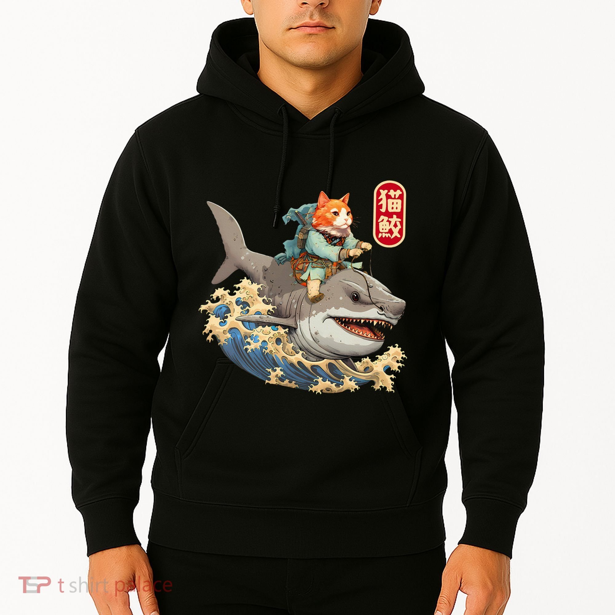 Japanese Samurai Cat Shark Ninja Cat Tattoo Kitten Hoodie