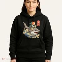 Japanese Samurai Cat Shark Ninja Cat Tattoo Kitten Hoodie thumb 5