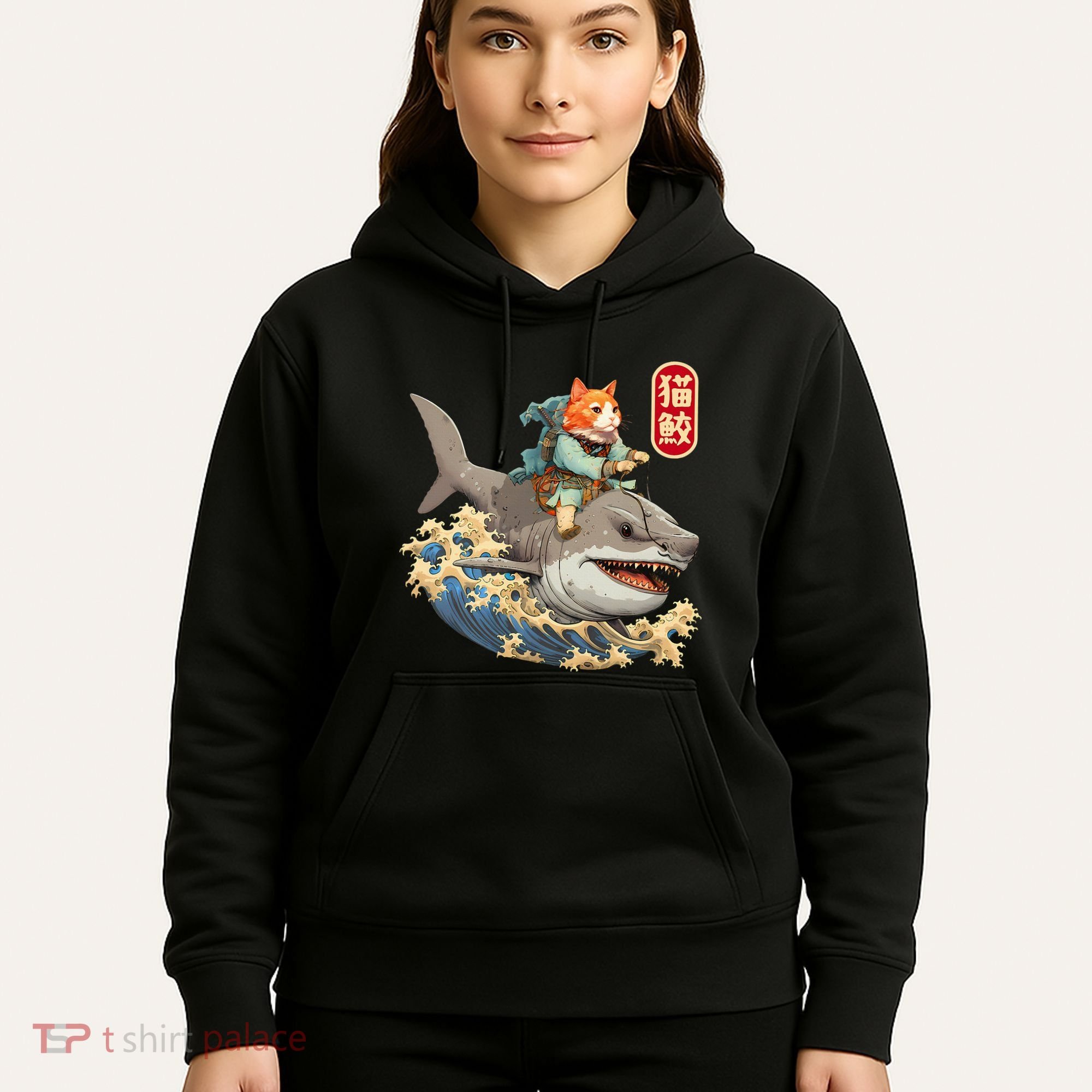 Japanese Samurai Cat Shark Ninja Cat Tattoo Kitten Hoodie