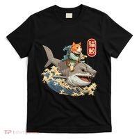 Japanese Samurai Cat Shark Ninja Cat Tattoo Kitten T-Shirt thumb 0