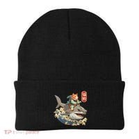 Japanese Samurai Cat Shark Ninja Cat Tattoo Kitten Beanie thumb 0