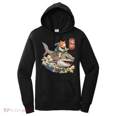 Japanese Samurai Cat Shark Ninja Cat Tattoo Kitten Women's Hoodie