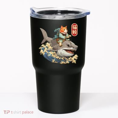 Japanese Samurai Cat Shark Ninja Cat Tattoo Kitten Tumbler