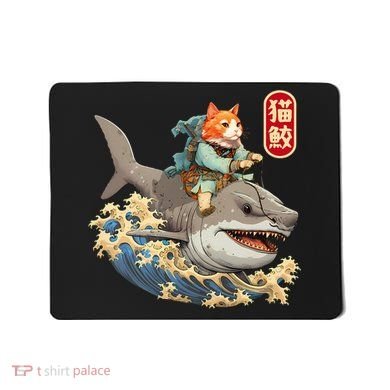Japanese Samurai Cat Shark Ninja Cat Tattoo Kitten Mousepad