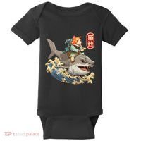 Japanese Samurai Cat Shark Ninja Cat Tattoo Kitten Baby Bodysuit thumb 0