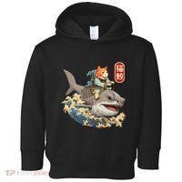 Japanese Samurai Cat Shark Ninja Cat Tattoo Kitten Toddler Hoodie thumb 0
