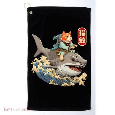 Japanese Samurai Cat Shark Ninja Cat Tattoo Kitten Golf Towel